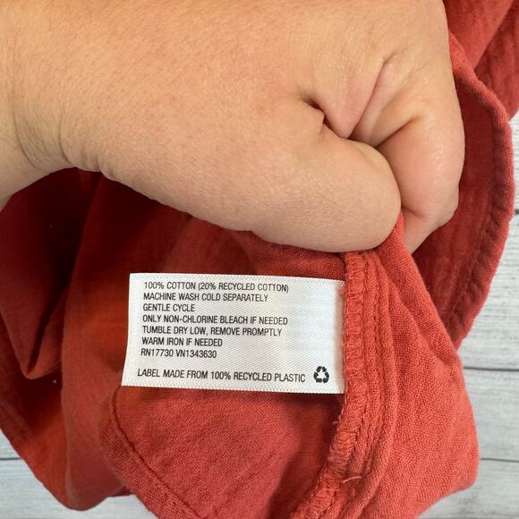 Universal Thread Plus Size Rust Coral Short Sleeve Gauze Blouse Size 1X - Picture 3 of 6